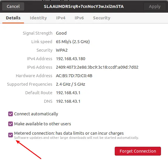 metered connection