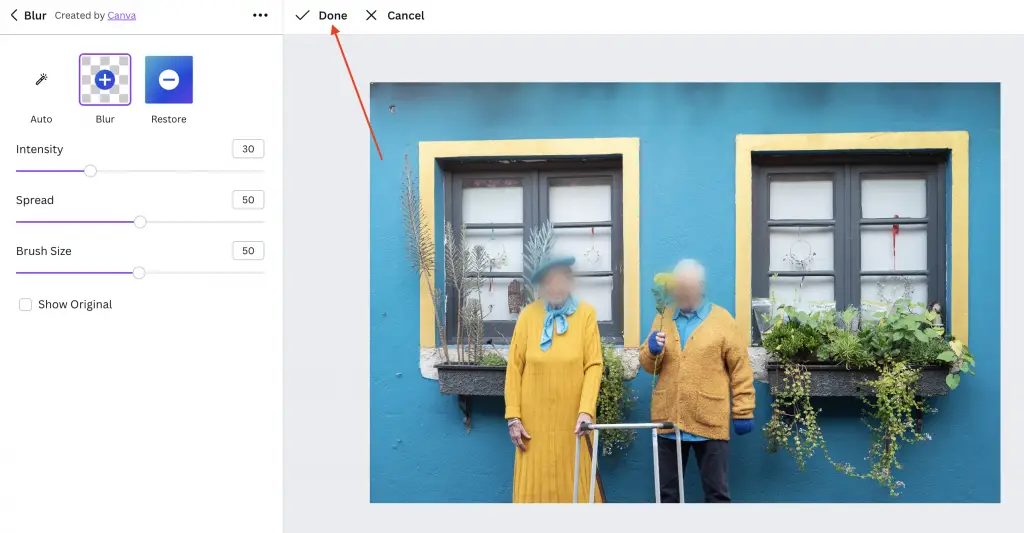 canva how to blur part of an image