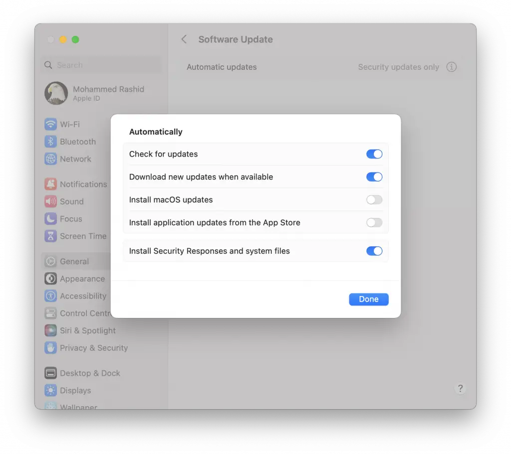 automatic updates on macOS Ventura