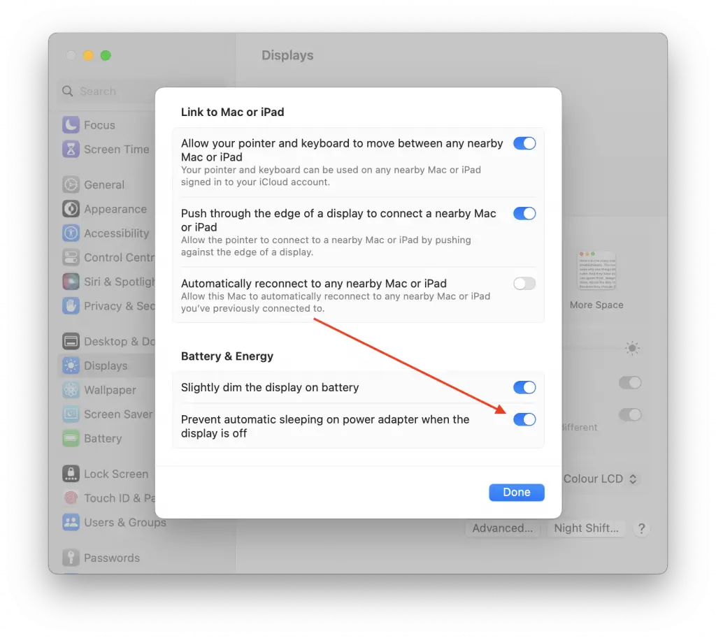 prevent sleeping in macos ventura