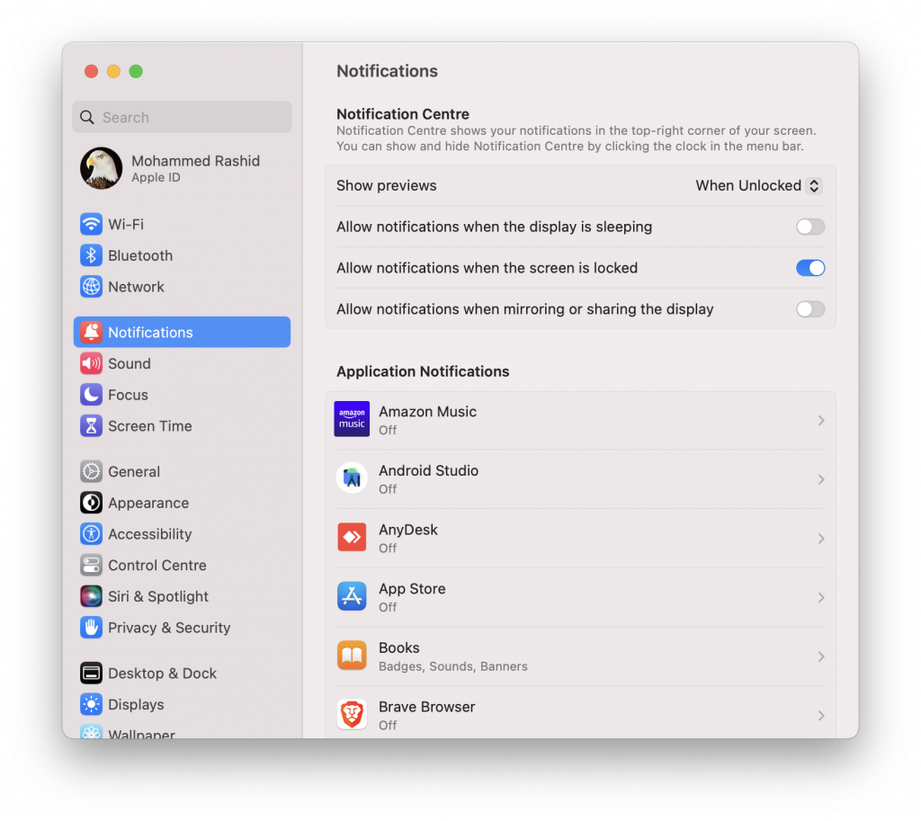 Mac turn off notifications 