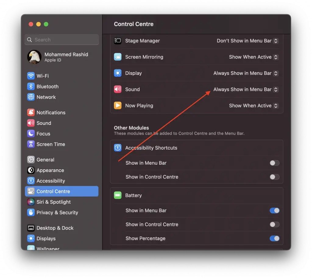 add volume control to menu bar mac