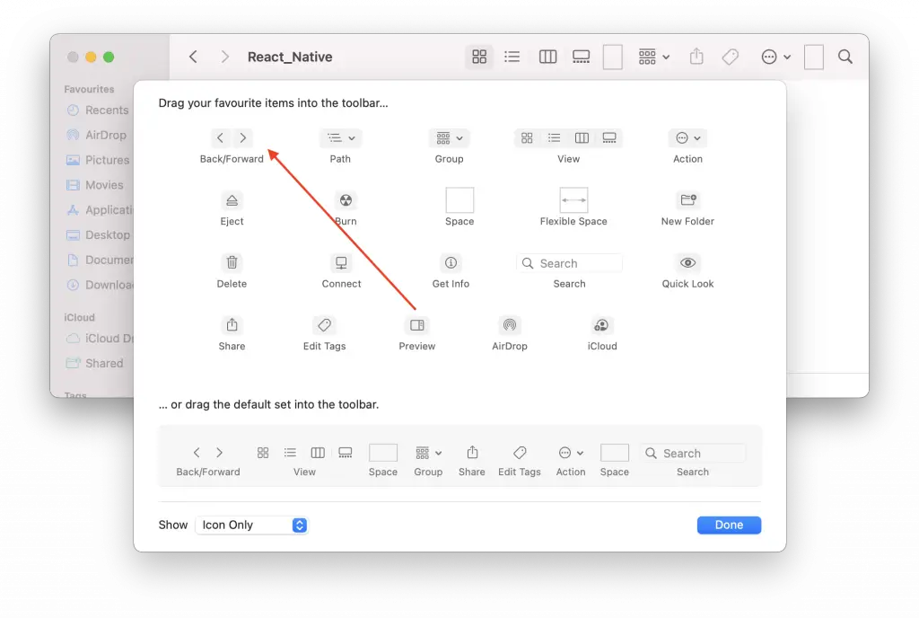 back button mac finder