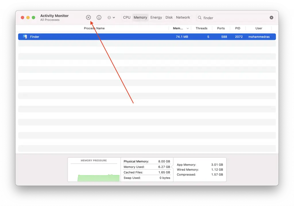 force quit finder on mac using activity monitor