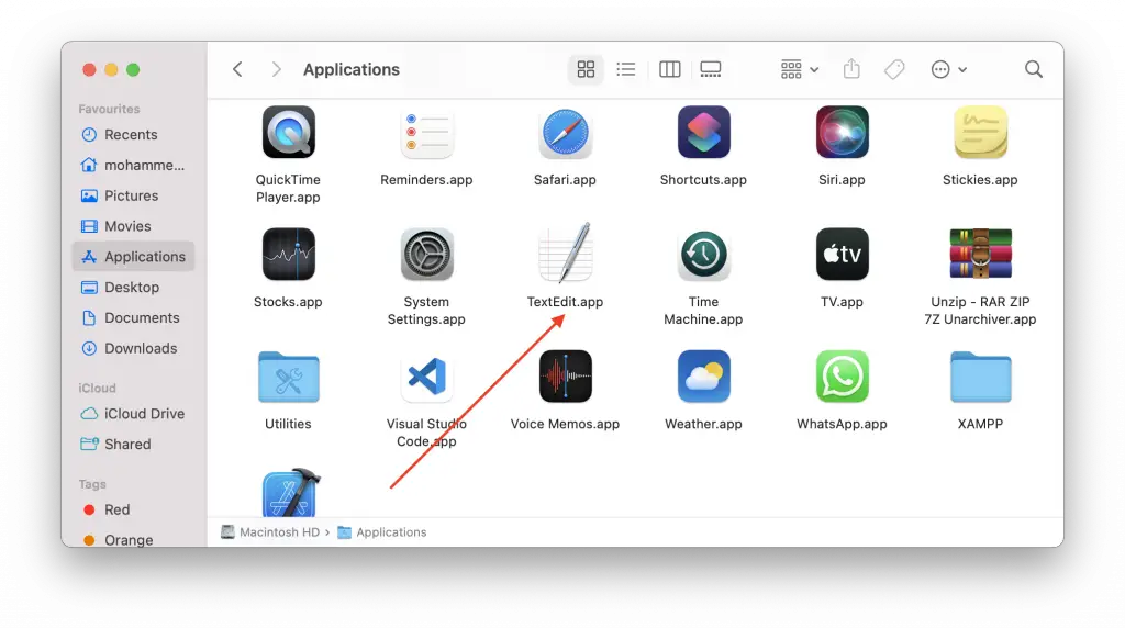 how to launch textedit on mac