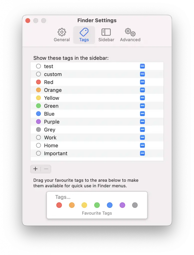 how to manage finder tags on mac