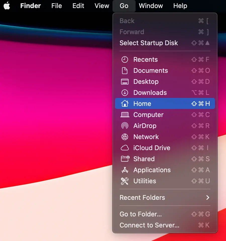 home folder finder mac