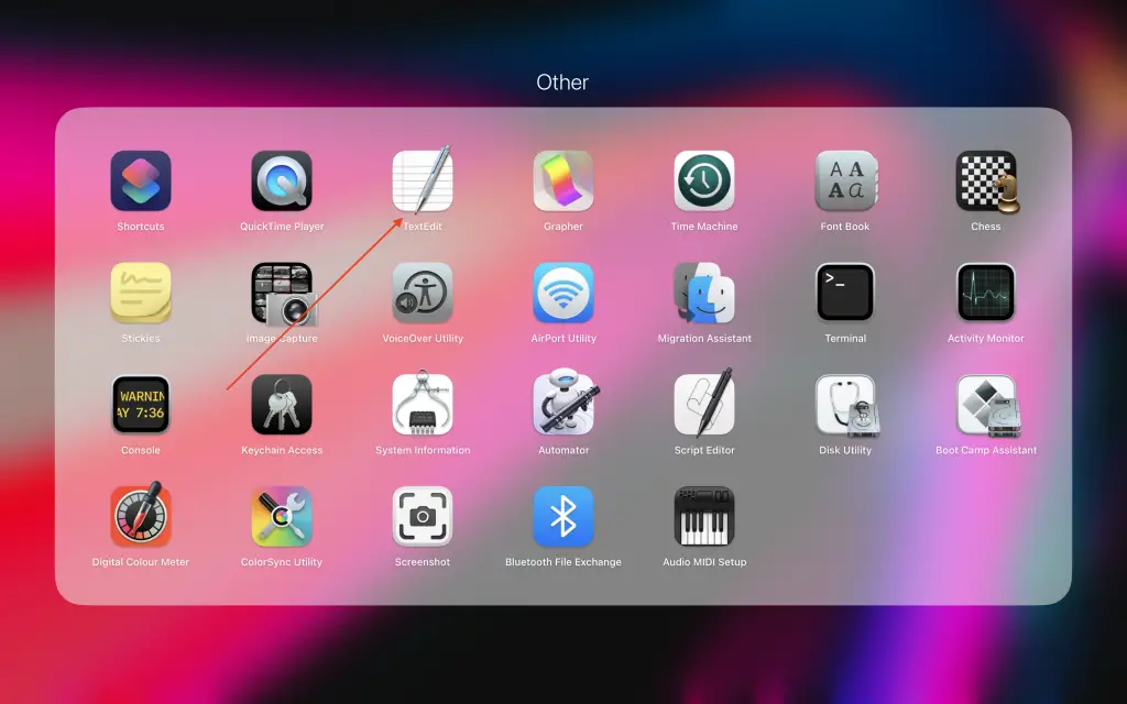 open textedit from launchpad mac