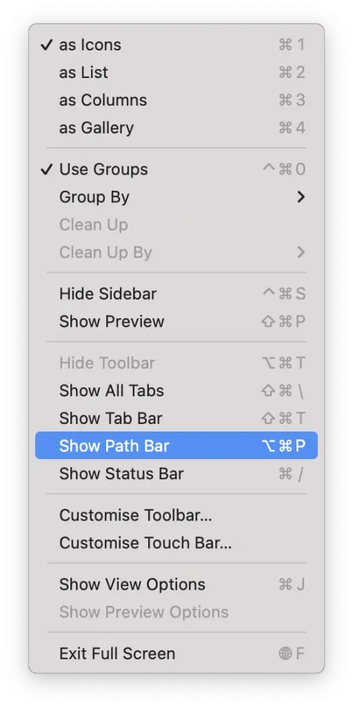 mac finder show path