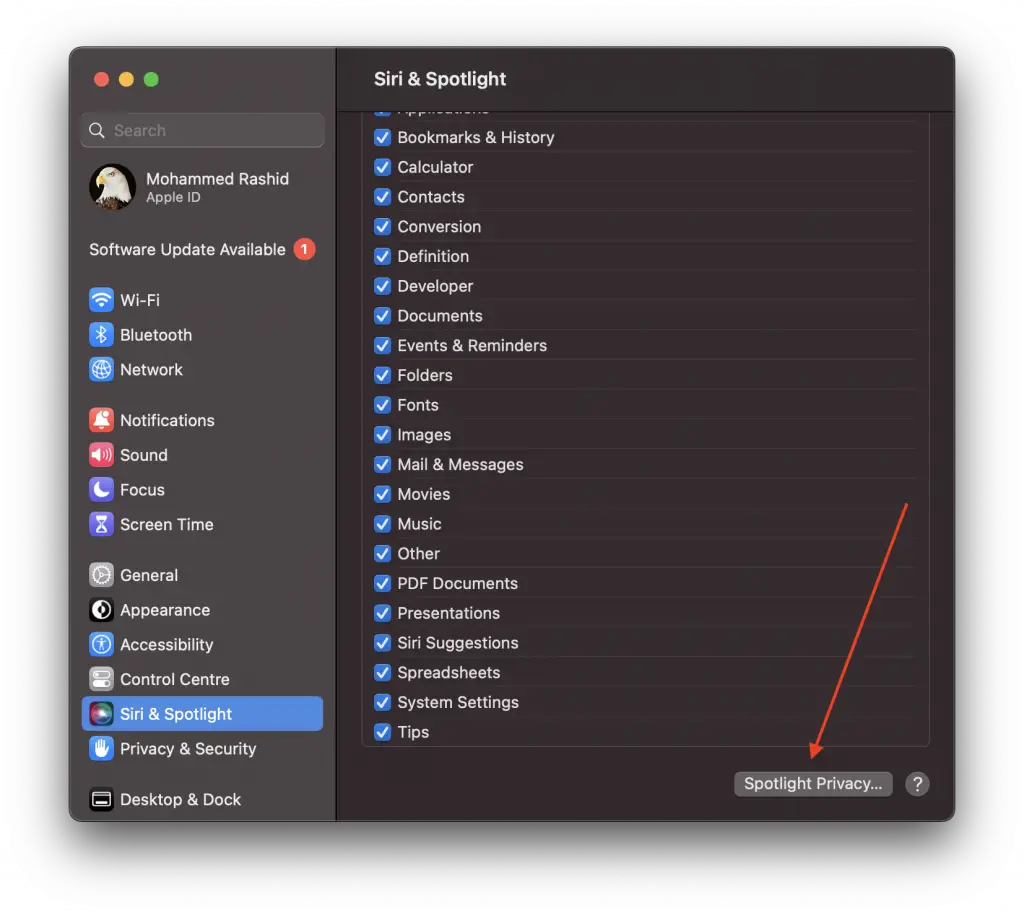 how to remove specific app from mac spotlight