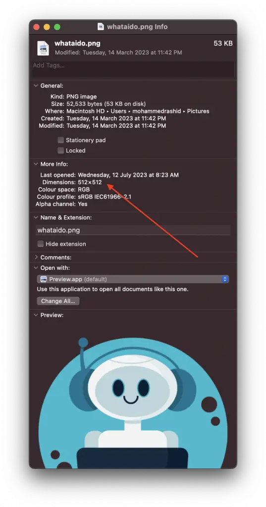 check image dimensions mac