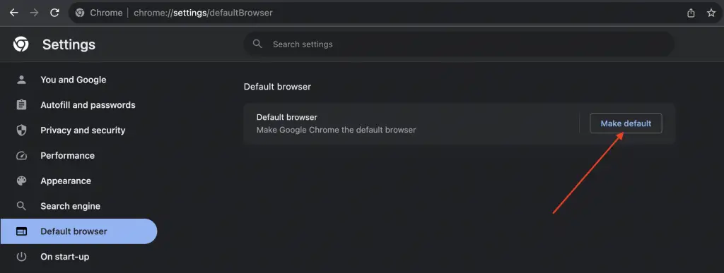 google chrome as default browser mac