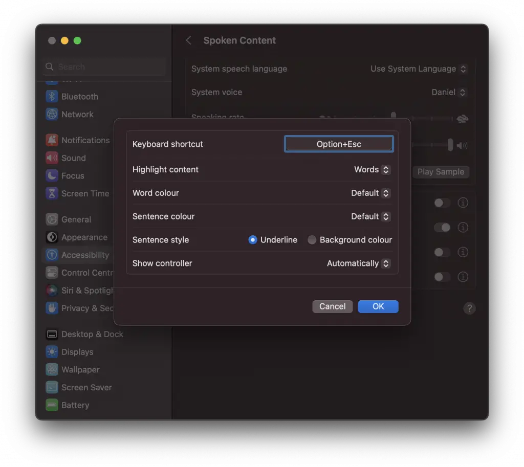 mac text to speech settings