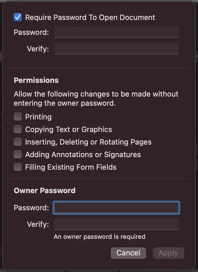 pdf add password on mac