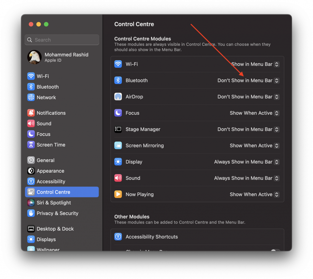 remove apps from menu bar mac