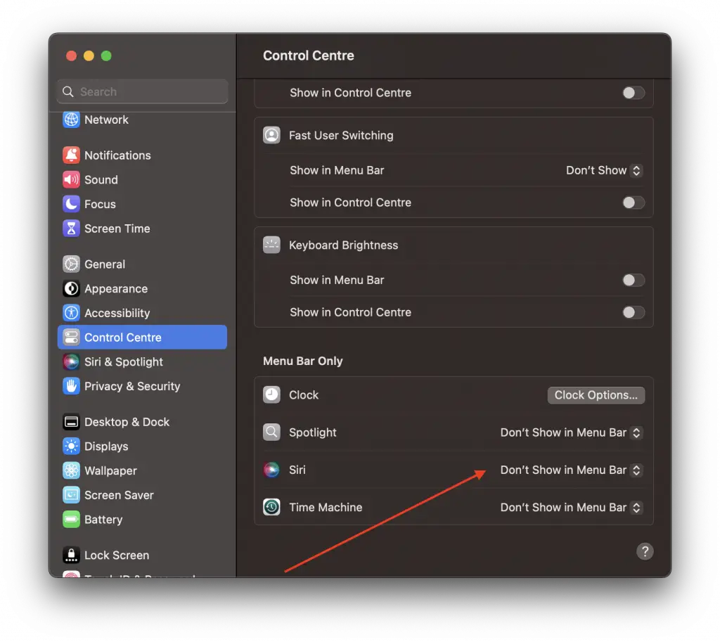How to remove siri icon from mac menu bar