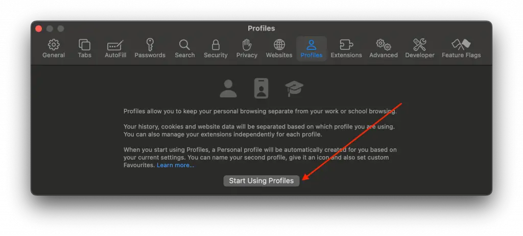 mac safari profiles
