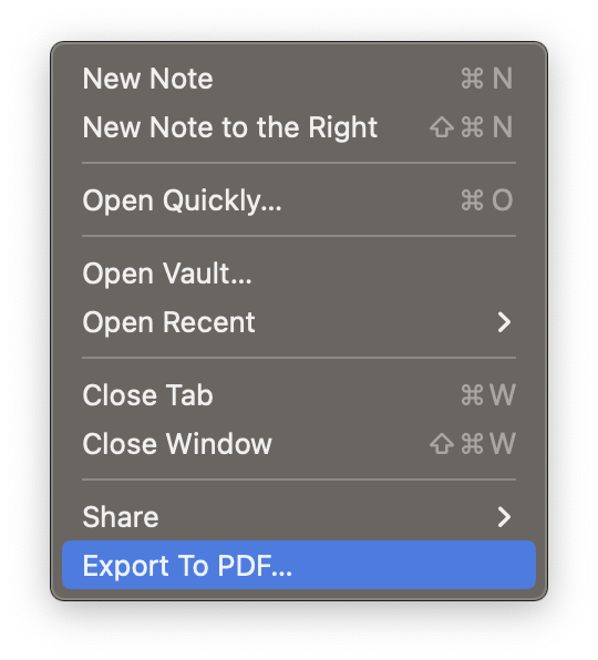 obsidian export to pdf