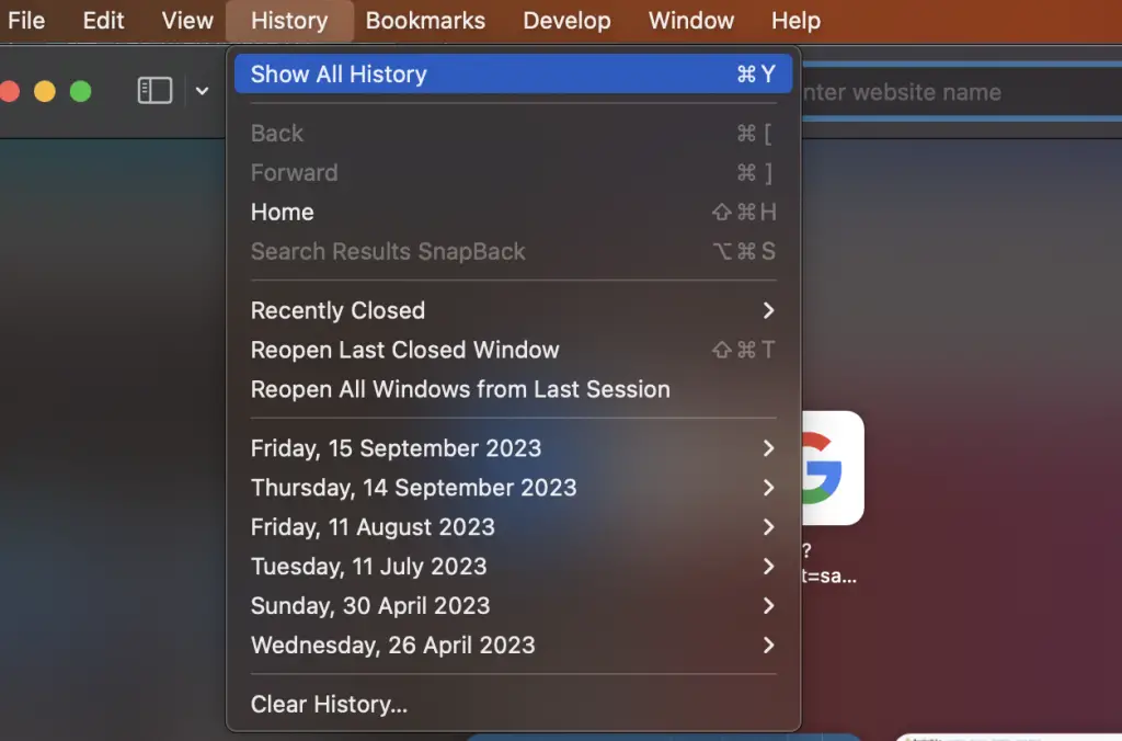 safari browser history
