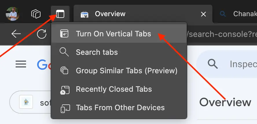 edge browser vertical tabs