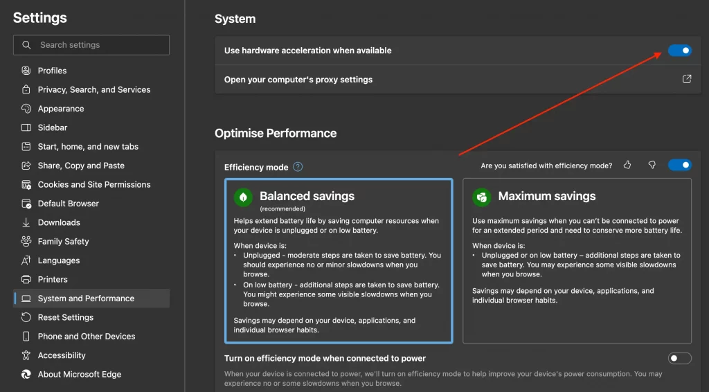 microsoft edge hardware acceleration