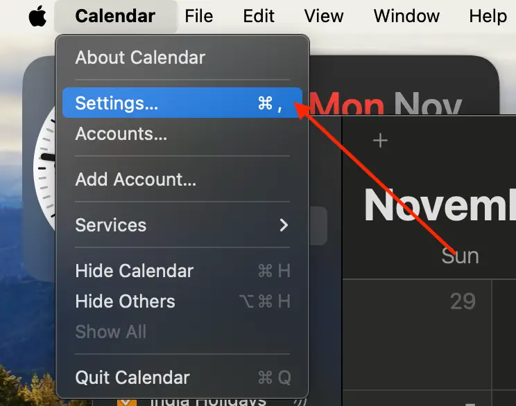 apple calendar settings