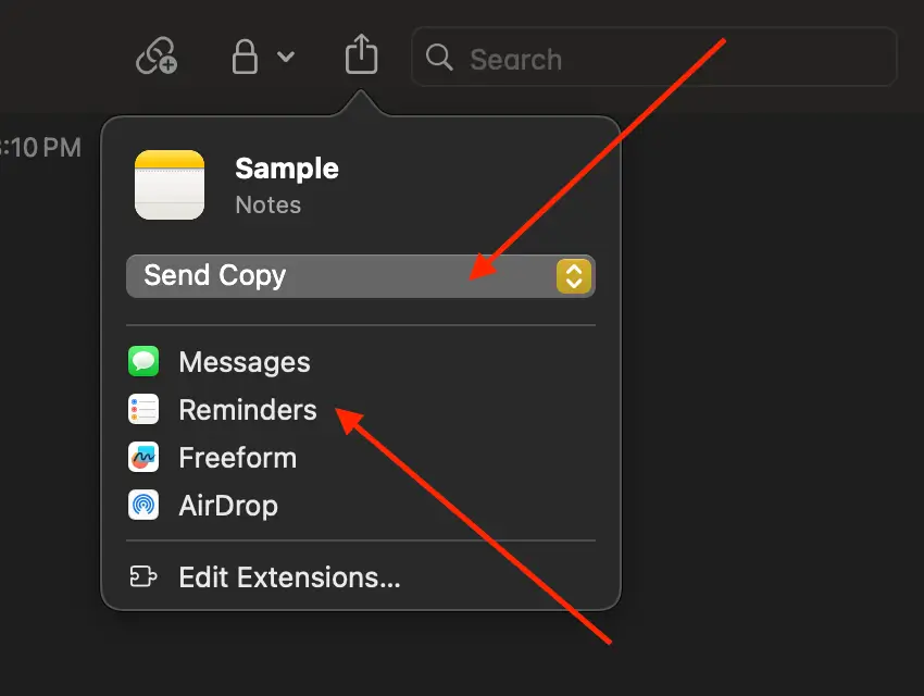 apple notes link reminders